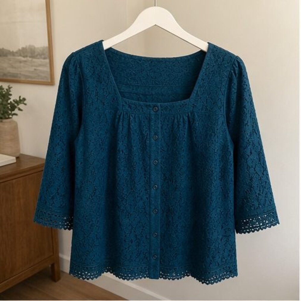 Teal V Neck Top